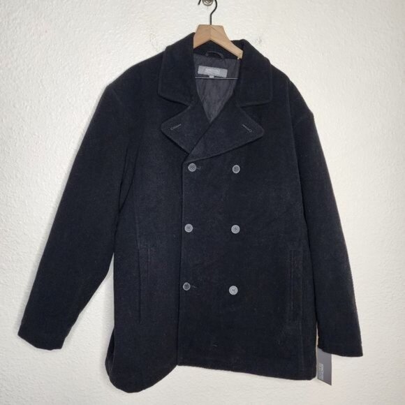 Kenneth Cole Reaction Wool Blend Pea Coat in Black Women's Plus Size 2X NWT - Picture 1 of 8